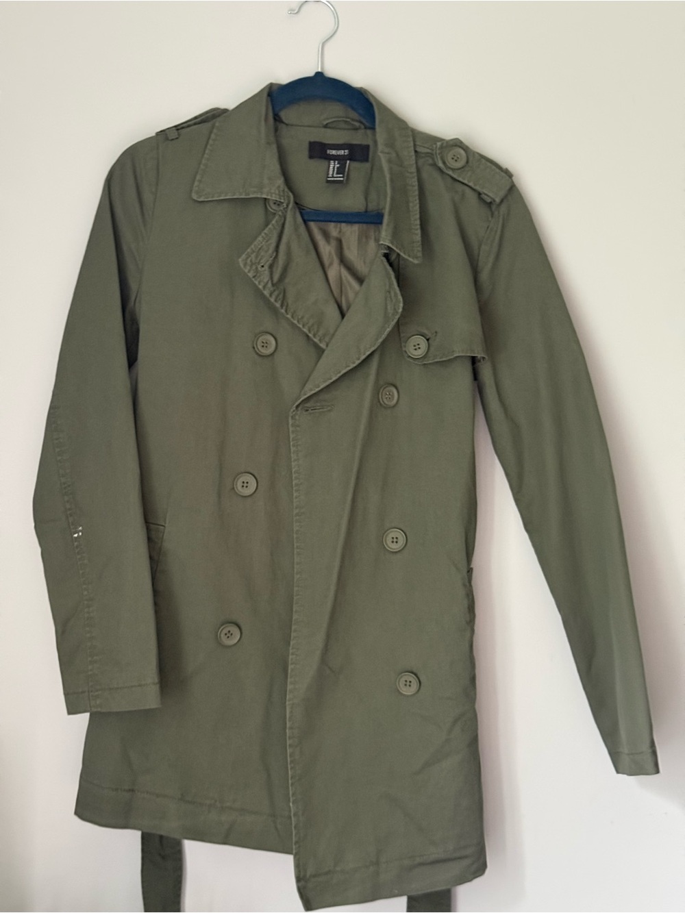 Women’s  Olive Green Double-Breasted Trench Coat